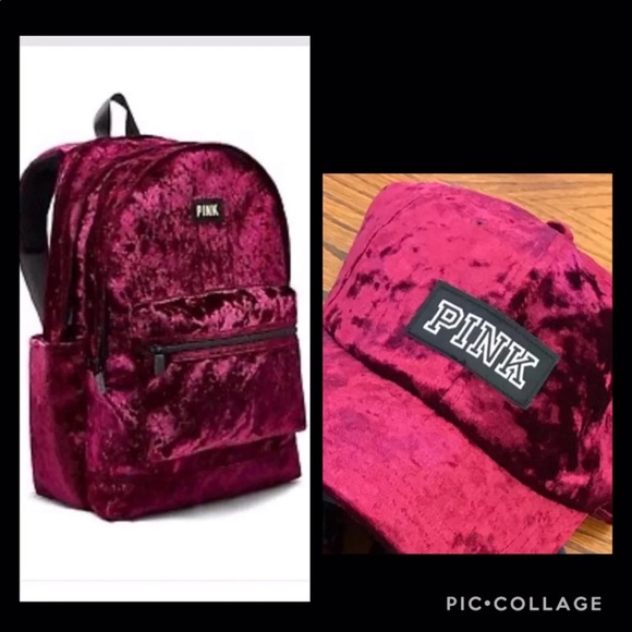 VS PINK VELVET CAMPUS BACKPACK BASEBALL CAP RUBY main image 12